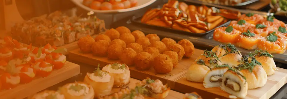 Bocados del catering de Happiness · Salón Yesterday · Happiness Eventos